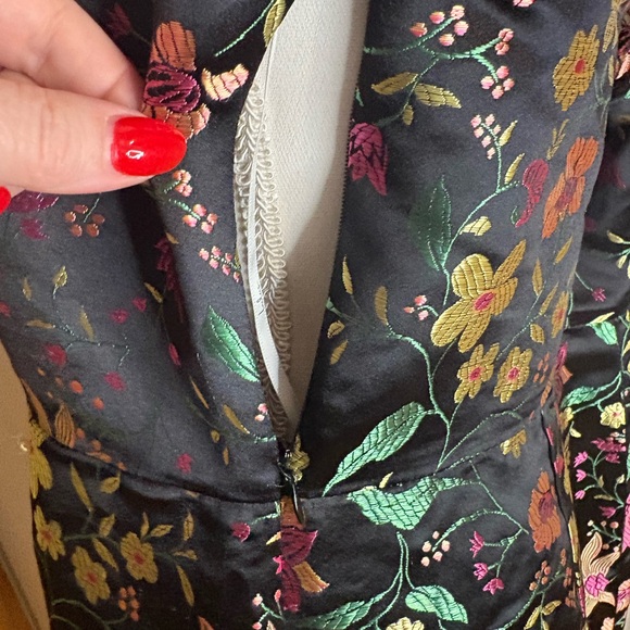 Lulus Make A Move Dress, Size Large, Satin Floral Jacquard Strapless Midi Black - Picture 6 of 16